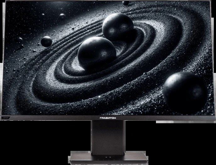 Монитор 27" "Гравитон" МН27П "Автор" IPS 2560x1440, 100 Гц, 5 мс, 16:9, 250 кд/м², HDMI 2.0, DP 1.4, USB-C (65 Вт PD + DP), USB Hub (2×USB-A 3.2 + 1×USB-B), 3.5 Jack, динамики (2×2 Вт), HDR10, Adaptive-Sync, Qi-зарядка (15 Вт), черный
