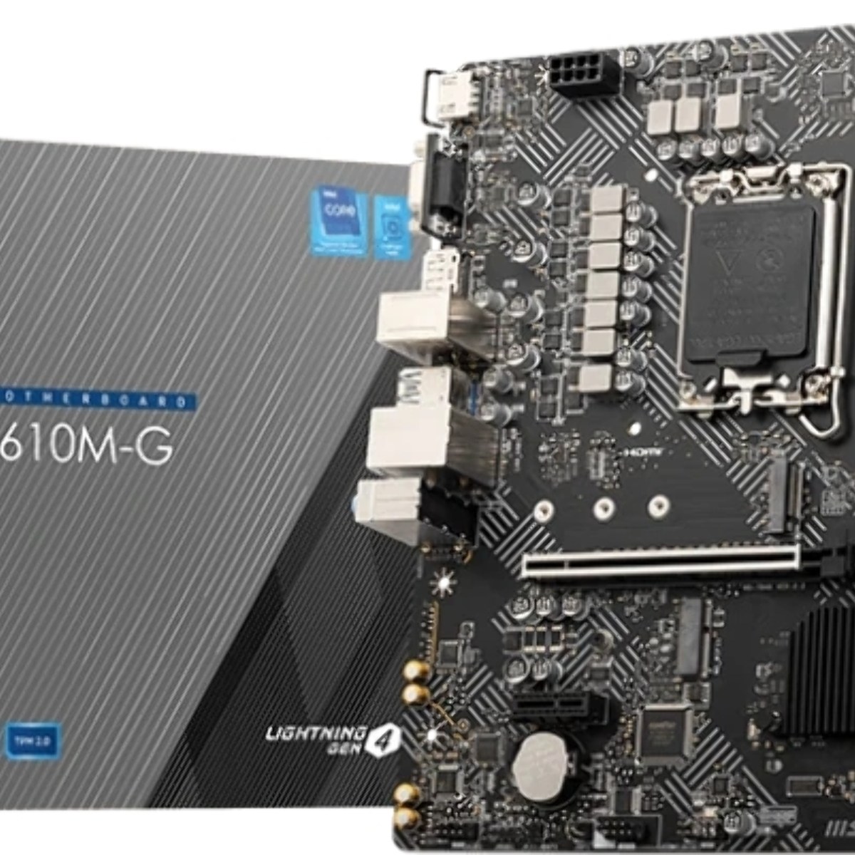 Материнская плата MSI PRO H610M-G OEM LGA 1700, Intel H610, 2xDDR5, 4xSATA, 1xM.2 (PCIe 3.0 x4), 1xPCIe 4.0 x16, 2xPCIe x1, 1xVGA, 1xHDMI, 1xDP, 1x1Gb LAN, 4xUSB-A 5Gbps, 2xUSB-A 2.0, 1xPS/2, 3x3.5 мм, 7.1, чёрный, mATX