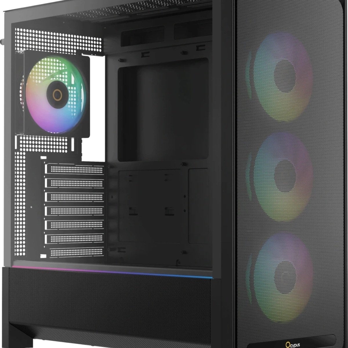 Корпус Ocypus Delta C70 BK ARGB, Midi-Tower, чёрный, 4 x 120 мм