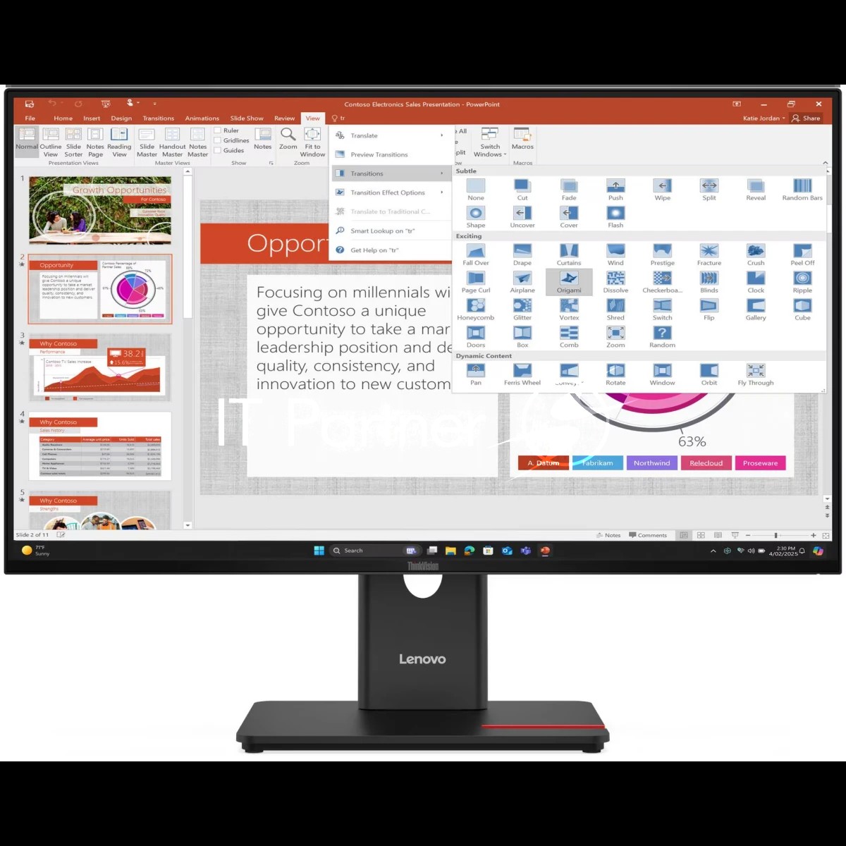 Монитор 27" Lenovo T27-40 IPS 1920x1080, 120 Гц, 4 мс, 16:9, 300 кд/м², VGA, HDMI 1.4, DP 1.2, USB-C (15 Вт PD), USB Hub (3×USB 3.2 Gen1), 3.5 Jack, HDR10, черный