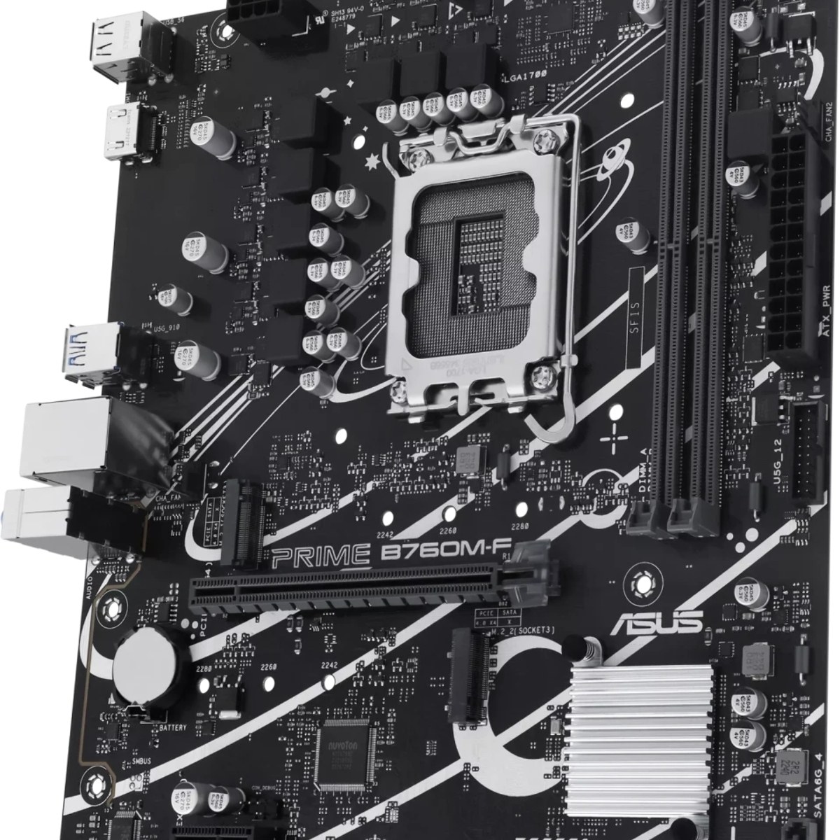 Материнская плата ASUS PRIME B760M-F, LGA 1700, Intel B760, 2xDDR5, 4xSATA, 2xM.2, 1xPCIe 4.0 x16, 1xPCIe 3.0 x1, 1xHDMI, 1x1Gb LAN, 4xUSB-A 5Gbps, 2xUSB-A 2.0, 7.1, mATX
