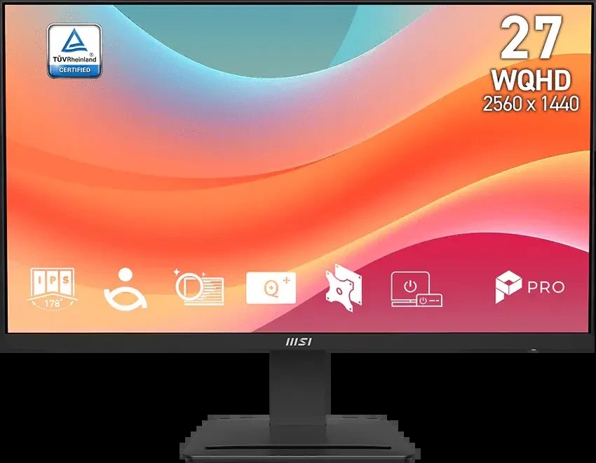 Монитор 27" MSI PRO MP273Q E7 IPS 2560x1440, 75 Гц, 1 мс, 16:9, 250 кд/м², 2×HDMI 2.0, DP 1.4, 3.5 Jack, HDR10, Adaptive-Sync, черный