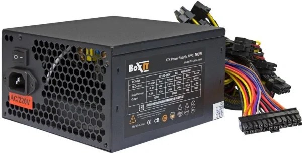 Блок питания BOXIT 700W JM-A700w black (ATX, APFC, 20+4P, 2xPCIe 6+2P, P8(4+4) 650mm, 120mm fan) (JM-A700w)