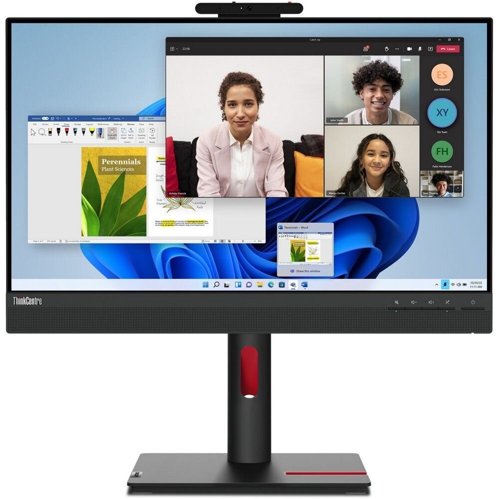 Монитор 24" Lenovo ThinkCentre TIO24Gen5 IPS FHD, 60 Гц, 4 мс, 16:9, 250 кд/м², HDMI 1.4, DP 1.2, встроенная веб-камера (FHD), встроенный микрофон, встроенные динамики (2x3 Вт), черный