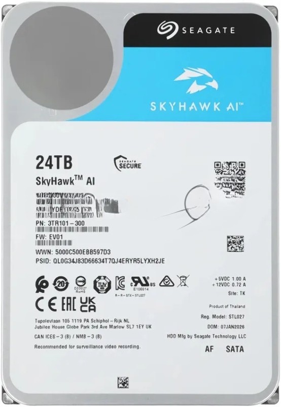 Жесткий диск HDD Seagate SkyHawk AI 24Tb 7200rpm SATA 512Mb 3.5"