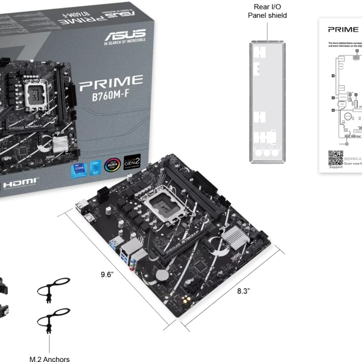 Материнская плата ASUS PRIME B760M-F, LGA 1700, Intel B760, 2xDDR5, 4xSATA, 2xM.2, 1xPCIe 4.0 x16, 1xPCIe 3.0 x1, 1xHDMI, 1x1Gb LAN, 4xUSB-A 5Gbps, 2xUSB-A 2.0, 7.1, mATX