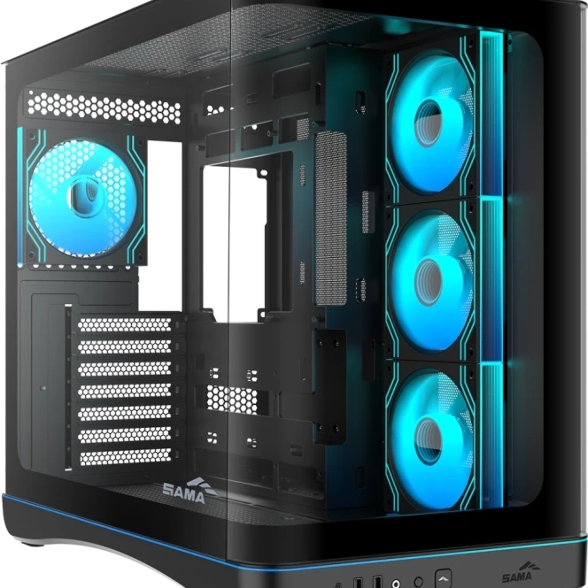 Корпус SAMA V62S, Midi-Tower, чёрный, 4 x 120 мм