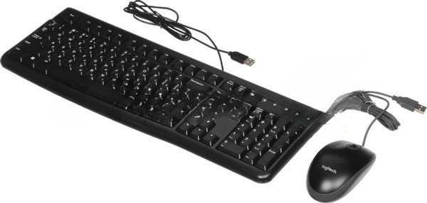 Комплект клавиатура+мышь Logitech MK120 проводной, USB, 1000 DPI, чёрный (неоригинальная гравировка)