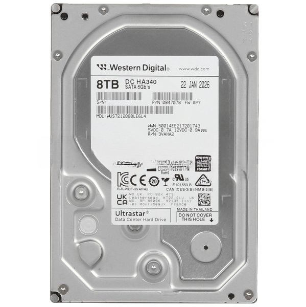 Жесткий диск серверный Western Digital 3.5" 8TB WD (WUS721208BLE6L4) SATA 6Gb/s, 7200rpm, 256MB 0B47078