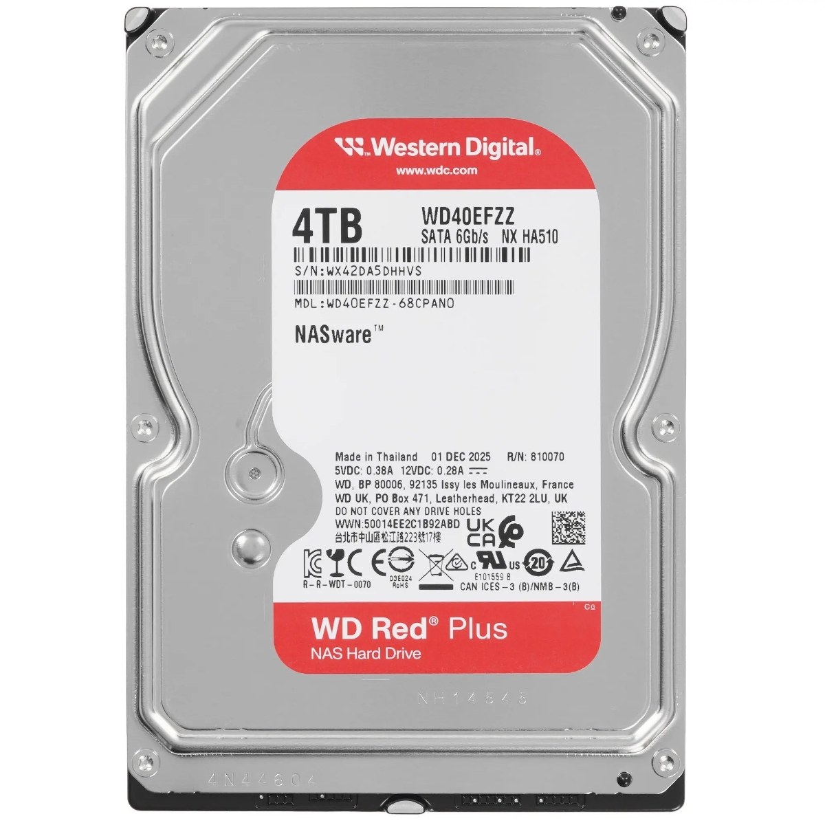 Жесткий диск HDD WD Red Plus 4Tb 5400rpm SATA 128Mb 3.5"