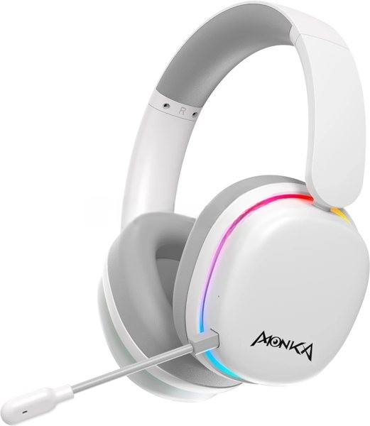 Гарнитура Marvo HG9070W Monka Echo RS белый, беспроводная + проводная, радиоканал, до 10 ч, подсветка, совместимость с PS5, Xbox