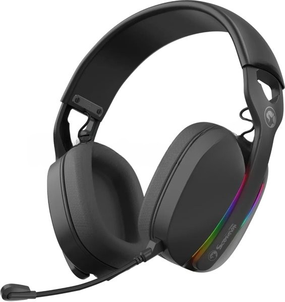 Гарнитура MARVO HG9086W Pulz 70W чёрный, беспроводная + проводная, радиоканал, до 10 ч, съёмный микрофон, подсветка, совместимость с PS5, Xbox
