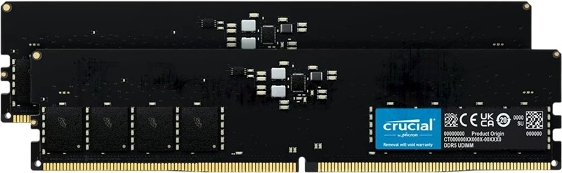 Оперативная память Crucial by Micron DDR5-5600 64GB Kit (2x32GB) UDIMM CL46 Black 1.1V, 1 Year Warrаnty