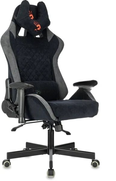 Кресло игровое эргономичное A4Tech Bloody GC-580 черный/серый искусственная замша с подголов. крестов.