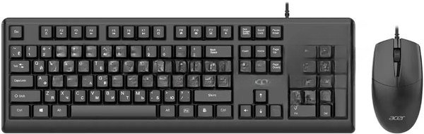 Комплект клавиатура+мышь Acer OCC500 проводной, USB, 1200 DPI, черный