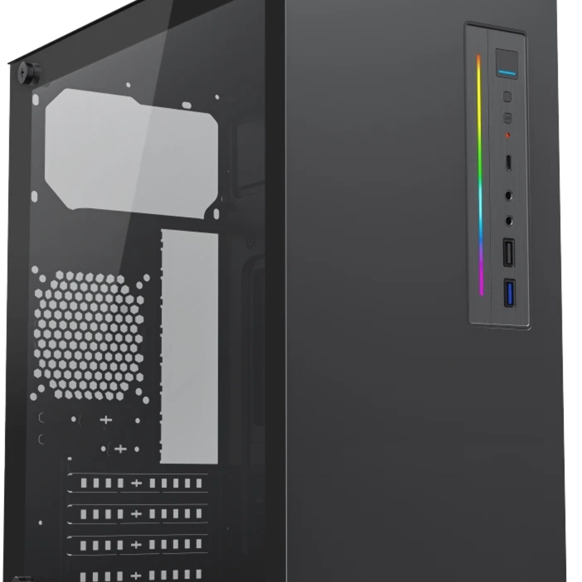Корпус Foxline FL-728TG-U3C, Mini-Tower, чёрный