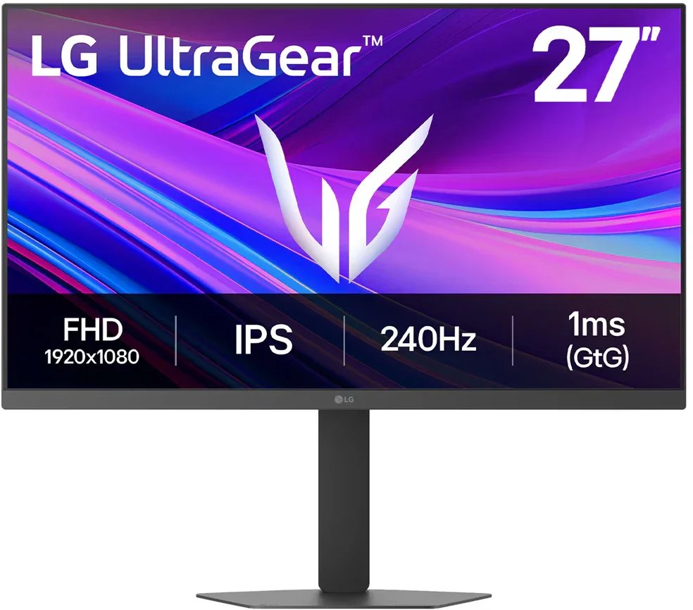 Монитор 27" LG 27G440A-B IPS 1920x1080, 240 Гц, 1 мс, 16:9, HDR10, 400 кд/м², DisplayPort, HDMI 2.1 (x2), Flicker Free, стабилизатор черного цвета, трехсторонний безрамочный дизайн, поворот на 90 градусов, черный