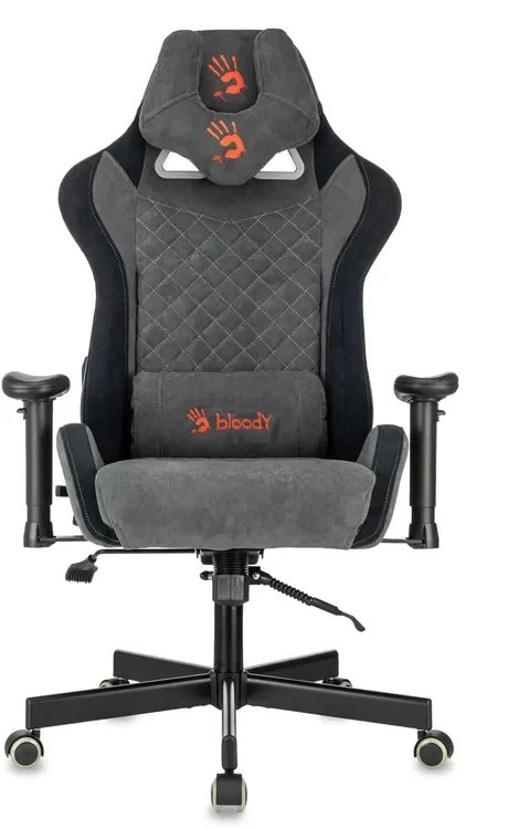 Кресло игровое эргономичное A4Tech Bloody GC-580 серый/черный искусственная замша с подголов. крестов.