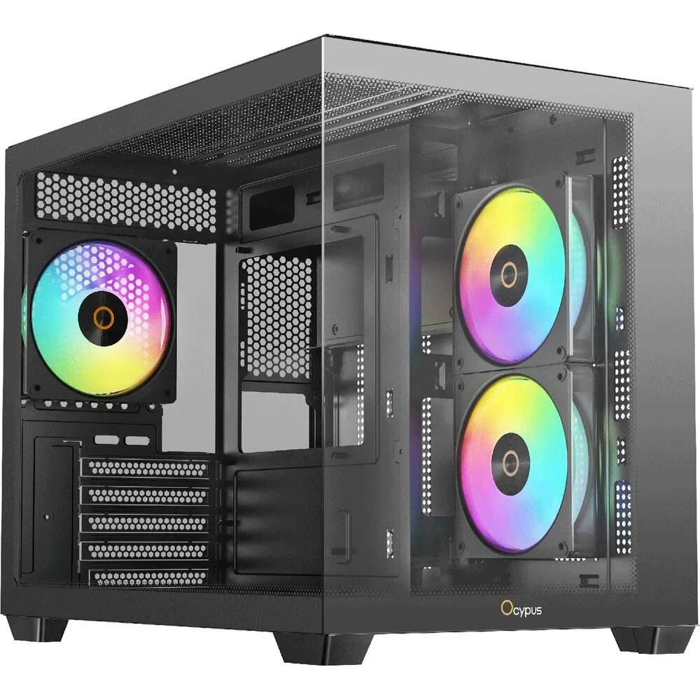 Корпус Ocypus Gamma C54 BK ARGB, Mini-Tower, чёрный, 3 x 120 мм
