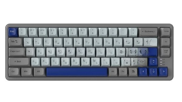 Клавиатура проводная Ritmix RKB-568BL Blue голубой-серый