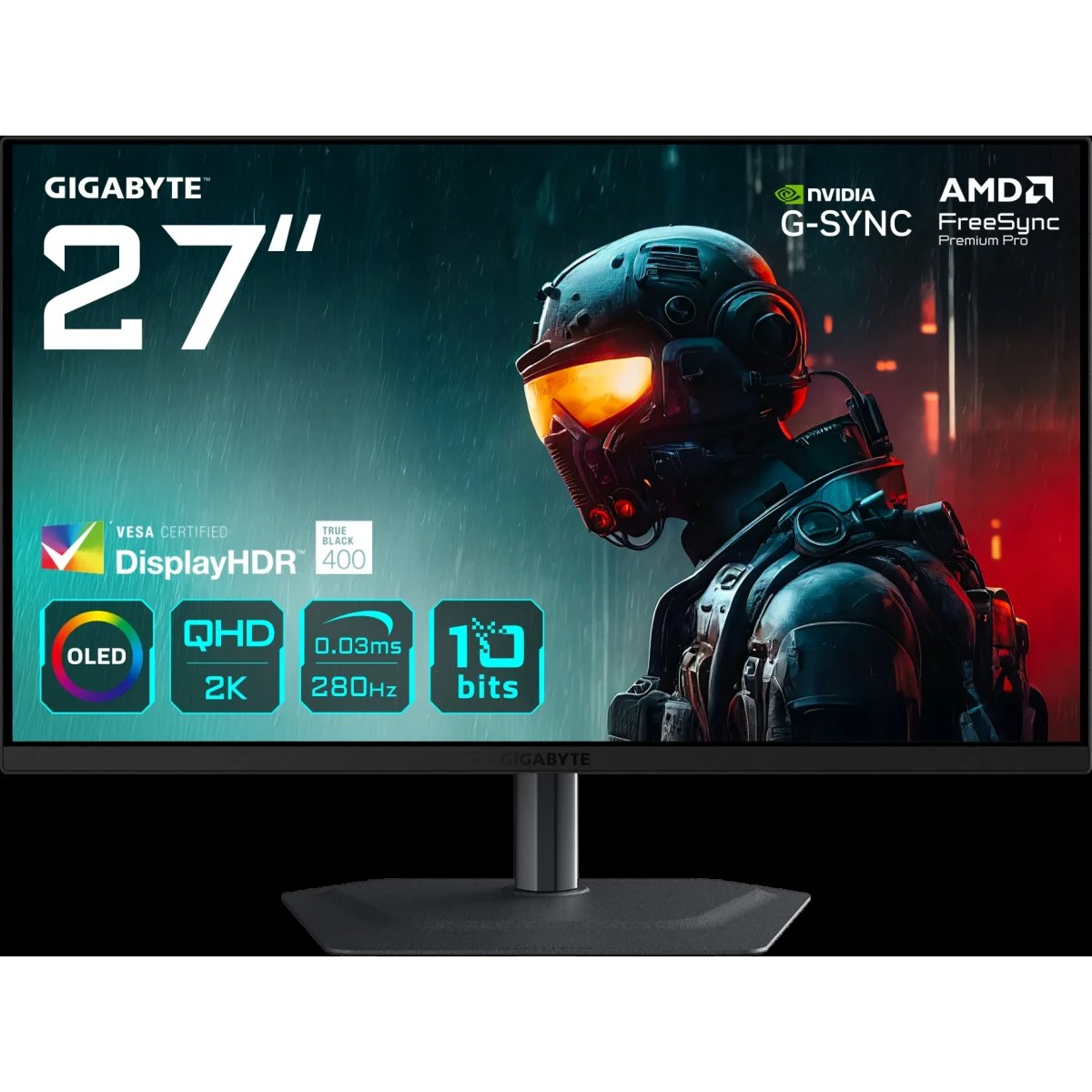 Монитор Gigabyte 26.5" MO27Q2A черный QD OLED LED 16:9 HDMI M/M матовая HAS Piv 1500000:1 1000cd 178гр/178гр 2560x1440 280Hz G-Sync FreeSync Premium Pro DP QHD USB 6.09кг