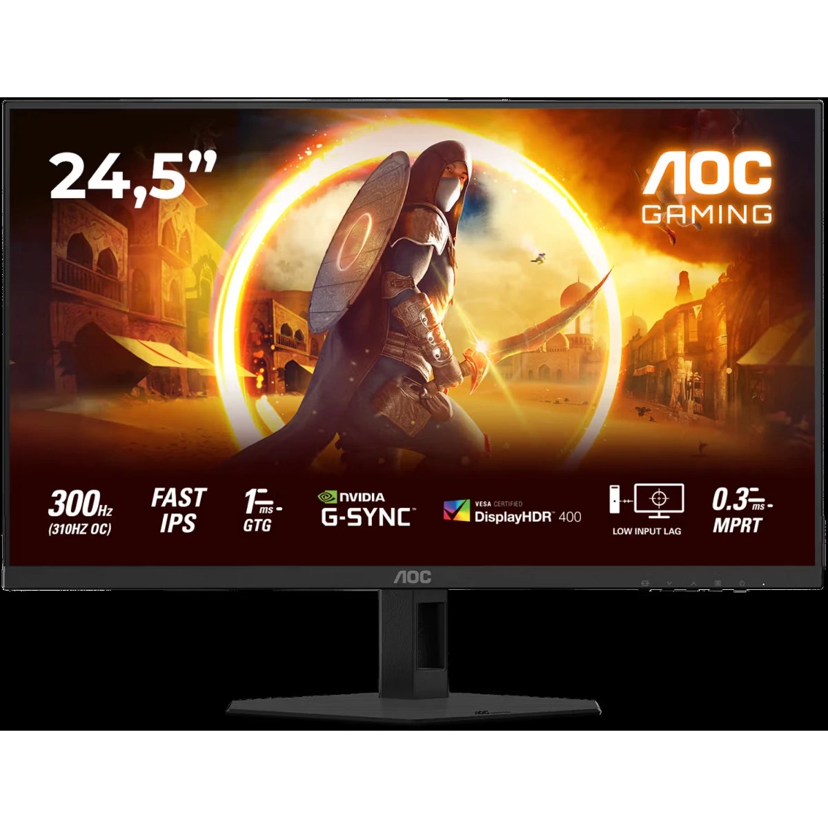 Монитор 24,5" AOC 25G4SRE, 16:9, Fast IPS, FHD, 1ms, 400cd, 300Hz, HDMI, DP