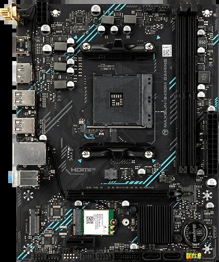 Материнская плата Maxsun B450M GAMING WIFI, AM4, AMD B450, 2xDDR4 (до 64 ГБ), 2xSATA, 1xM.2 (PCIe 3.0 x4), 1xPCIe 3.0 x16, 1xPCIe 3.0 x1, 1xHDMI, 1xDP, 1x1Gb LAN, Wi-Fi 5, Bluetooth 4.2, 4xUSB-A 5Gbps, 2xUSB-A 2.0, 3x3.5 мм, 7.1, mATX