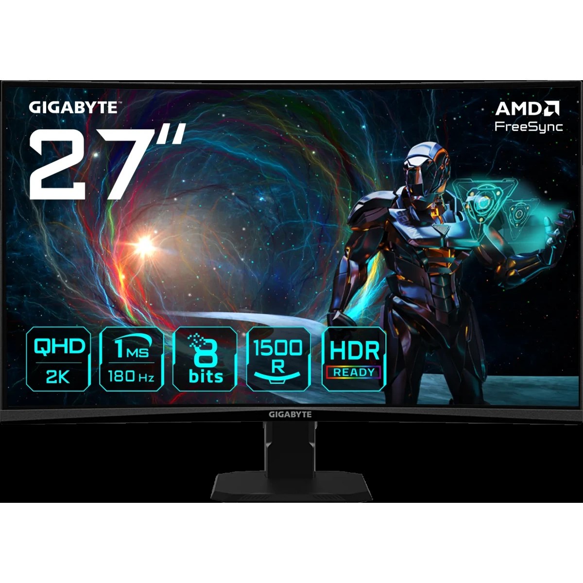Монитор 27" Gigabyte GS27QCA EU Black (VA, 2560x1440, 2xHDMI 2.0, 1xDP1.4, 250кд/м2, 5000:1, 16.7M, 1мс, 178/178, 2560 x 1440, 180Гц)