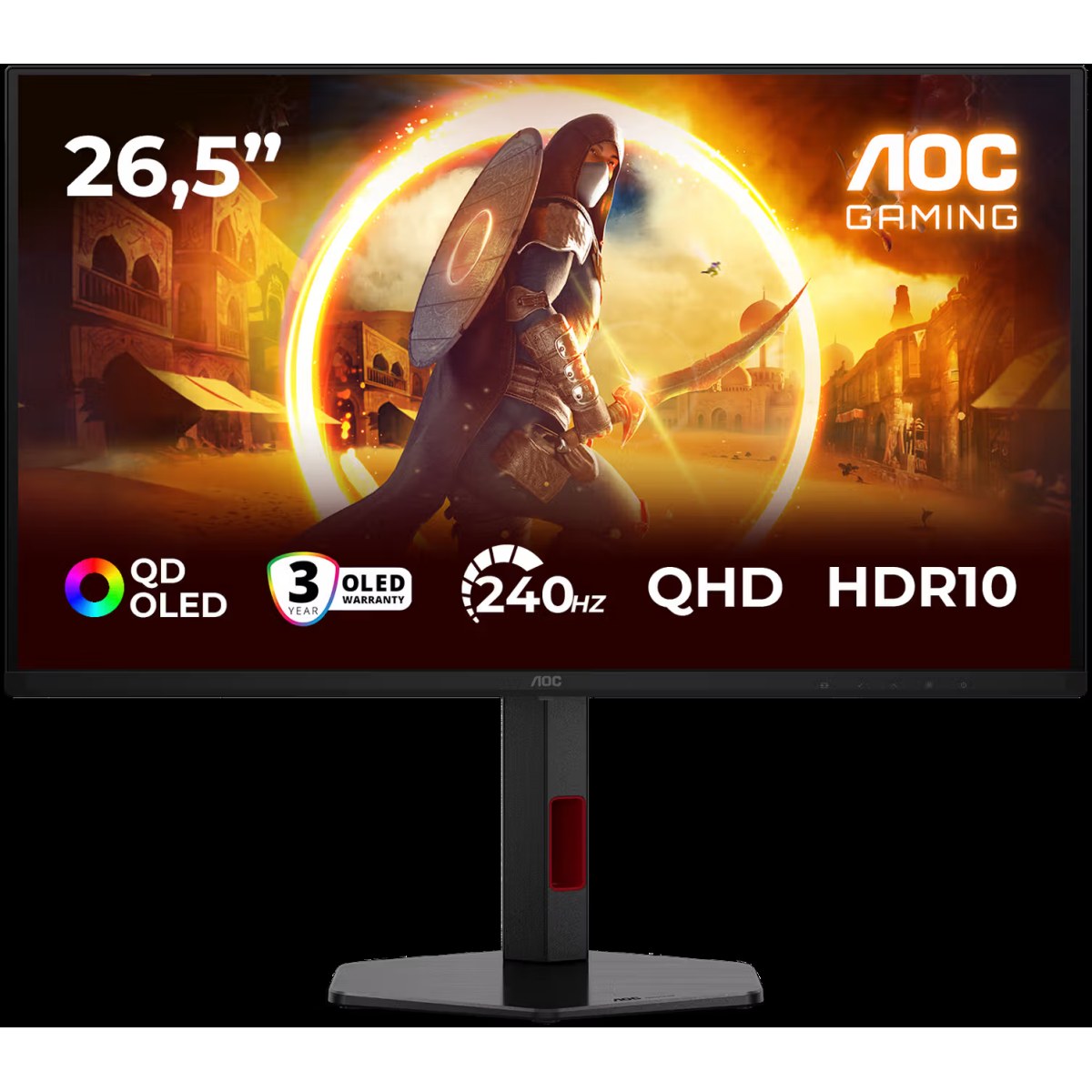Монитор 27" AOC Q27G4ZDR QD-OLED 2560x1440, 240 Гц, 0.03 мс, 16:9, 400 кд/м², 2xHDMI, DisplayPort, USB Type-C, Flicker Free, Low Blue Light, черный