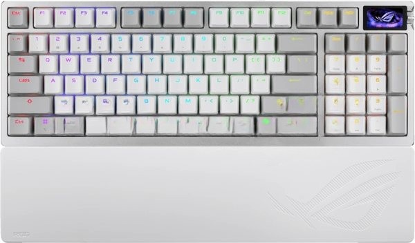 Клавиатура ASUS ROG Azoth 96 HE гибридная, USB Type-C, Bluetooth, радиоканал, белый