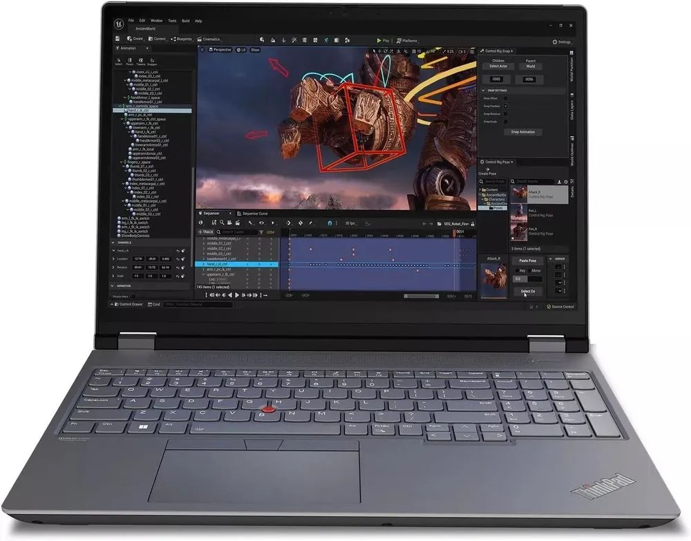 Ноутбук Lenovo ThinkPad P16 G2 Intel Core i7-14700HX/16Gb/SSD512Gb/RTX2000 8Gb/16"/IPS/WUXGA/1920x1200/60Hz/Win11Pro/Storm Grey (21FBA0R7CD)