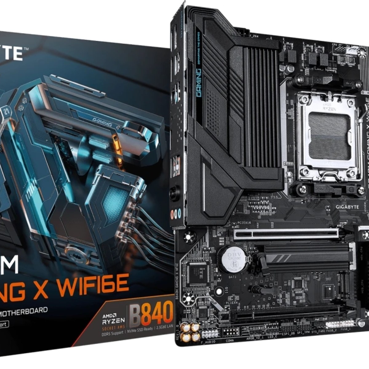 Материнская плата Gigabyte B840M GAMING X WIFI6E, AM5, AMD B840, 4xDDR5, 4xSATA, 2xM.2, 1xPCIe 4.0 x16, 1xPCIe 3.0 x16, 1xHDMI, 2xDP, 1x2.5Gb LAN, Wi-Fi 6E, Bluetooth 5.3, 1xUSB-C 5Gbps, 2xUSB-A 5Gbps, 4xUSB-A 2.0, 1xPS/2, 3x3.5 мм, 7.1, mATX