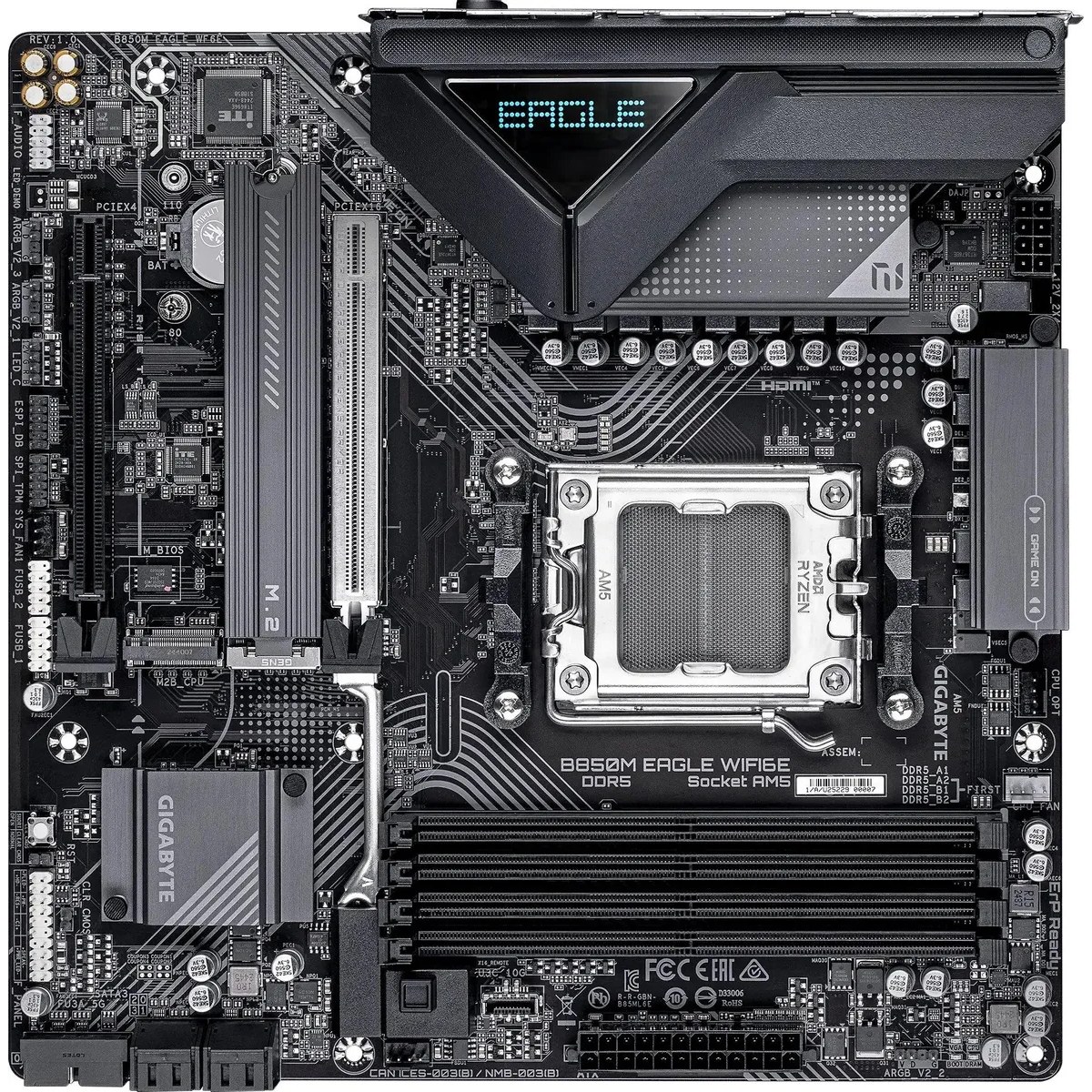 Материнская плата Gigabyte B850 AORUS STEALTH, AM5, AMD B850, 4xDDR5, 2xSATA, 4xM.2, 1xPCIe 5.0 x16, 1xPCIe 4.0 x16, 1xHDMI, 1x5Gb LAN, Wi-Fi 7, Bluetooth 5.4, 1xUSB-C 10Gbps, 2xUSB-A 10Gbps, 4xUSB-A 5Gbps, 4xUSB-A 2.0, 3x3.5 мм + S/PDIF оптический, 7.1, ATX