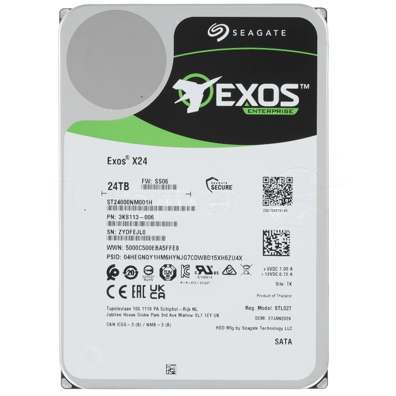 Жесткий диск HDD Seagate Exos X24 24Tb 7200rpm SATA 512Mb 3.5"