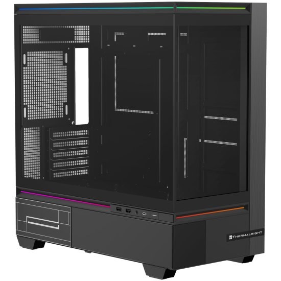 Корпус без блока питания Thermalright M10 Vision FAN4-C, Mini-Tower, TG, LCD, 4x120mm ARGB, 2xUSB-A 3.0, 1xUSB Type-C, mATX, mITX Black