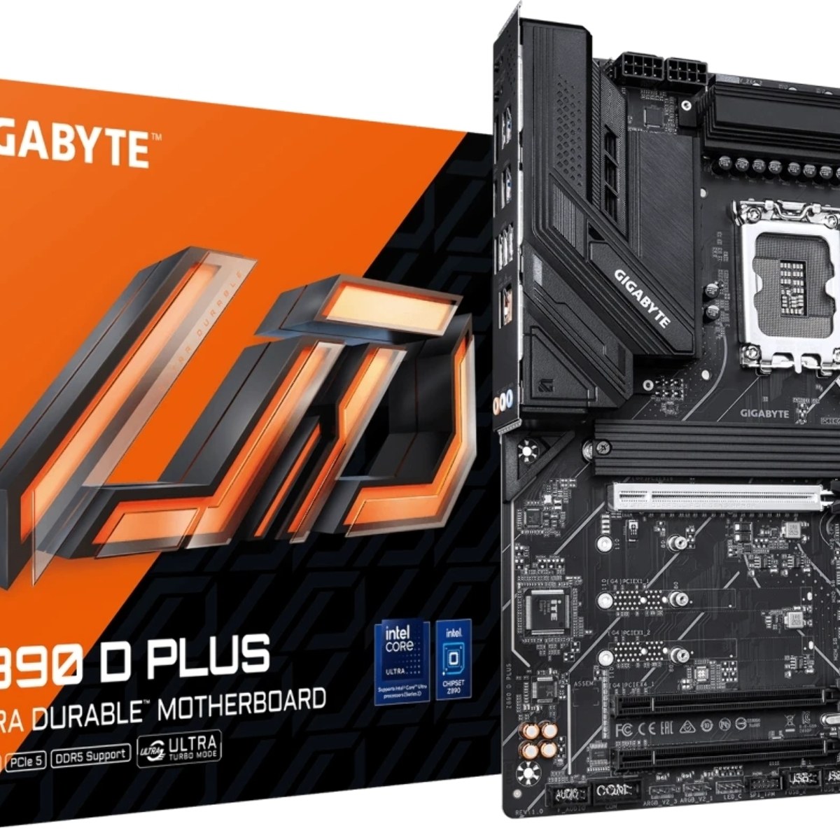 Материнская плата Gigabyte Z890 D PLUS, LGA 1851, Intel Z890, 4xDDR5, 4xSATA, 4xM.2, 1xPCIe 5.0 x16, 2xPCIe 4.0 x16, 1xDP, 1x2.5Gb LAN, 1xUSB-C 10Gbps, 1xUSB-A 10Gbps, 4xUSB-A 5Gbps, 4xUSB-A 2.0, 3x3.5 мм, 7.1, чёрный, ATX