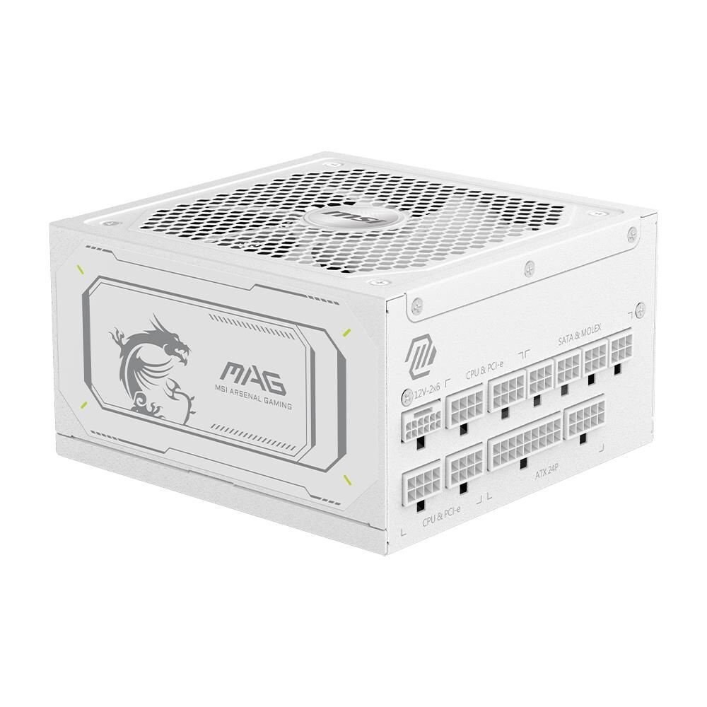 Блок питания ПК MSI MAG A1000GL PCIE5 White 1000W, 80+ Gold, полностью модульный, ATX 3.1, PCIE5.1, БЕЛЫЙ, RTL