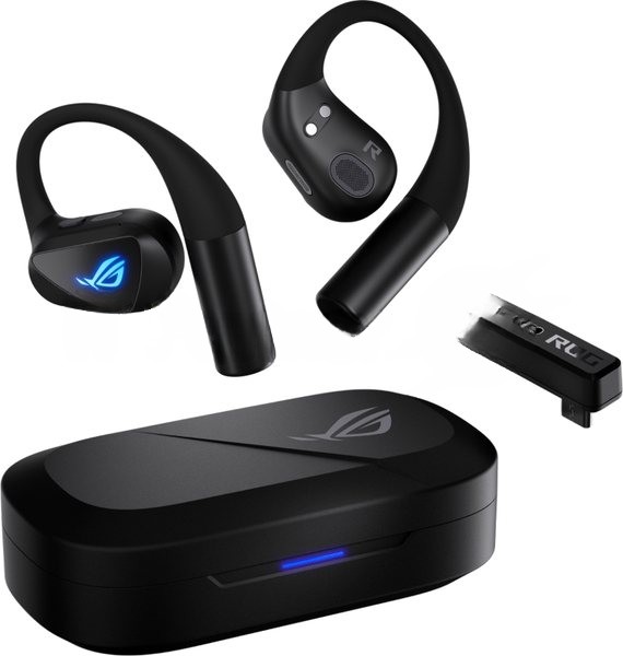 Гарнитура ASUS ROG Cetra Open Wireless Gaming Earbuds чёрный, беспроводная, радиоканал, до 16 ч, подсветка, совместимость с PS5