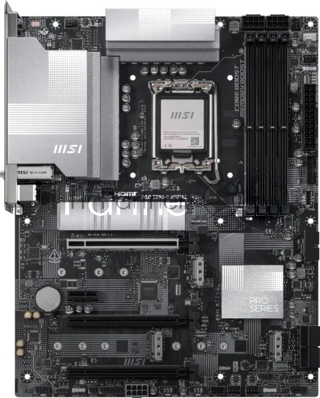 Материнская плата MSI PRO Z890-P WIFI6E, LGA1851, Intel Z890, 4xDDR5, 4xSATA, 4xM.2, 1xPCIe 5.0 x16, 2xPCIe 4.0 x4, 1xPCIe 4.0 x1, 1xHDMI, 1xDisplayPort, 1x 5Gb LAN, 8xUSB (4xUSB 2.0, 2xUSB 5Gbps, 1xUSB 10Gbps Type-A, 1xUSB 10Gbps Type-C), 3x3.5 мм, 7.1, ATX