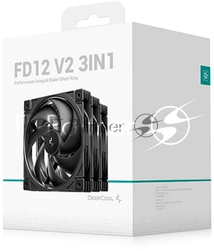 Вентилятор корпусной DeepCool FD12 V2 (3 шт.), 120 мм, 500-2500 об/мин, 32.32-35.66 дБ, 4 pin PWM, без подсветки