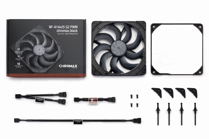 Кулер для корпуса/ Case Cooler Noctua NF-A14x25 G2 PWM chromax.black.swap (140x140x25mm, 4-pin PWM, 91.58FM, 24.8dBA, 1500RPM, Black)
