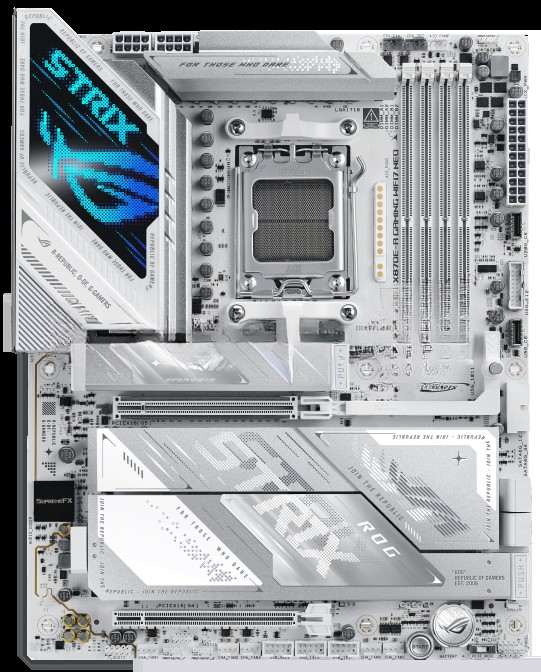 Материнская плата ASUS ROG STRIX X870E-A GAMING WIFI7 NEO, AM5, AMD X870E, 4xDDR5, 4xSATA, 2xPCIe x16 (1x 5.0, 1x 4.0), 1xHDMI, 2xUSB4 Type-C, 6xUSB 3.2 Gen2, 4xUSB 3.2 Gen1, 1x 5Gb LAN, 2x3.5 мм, 7.1, ATX