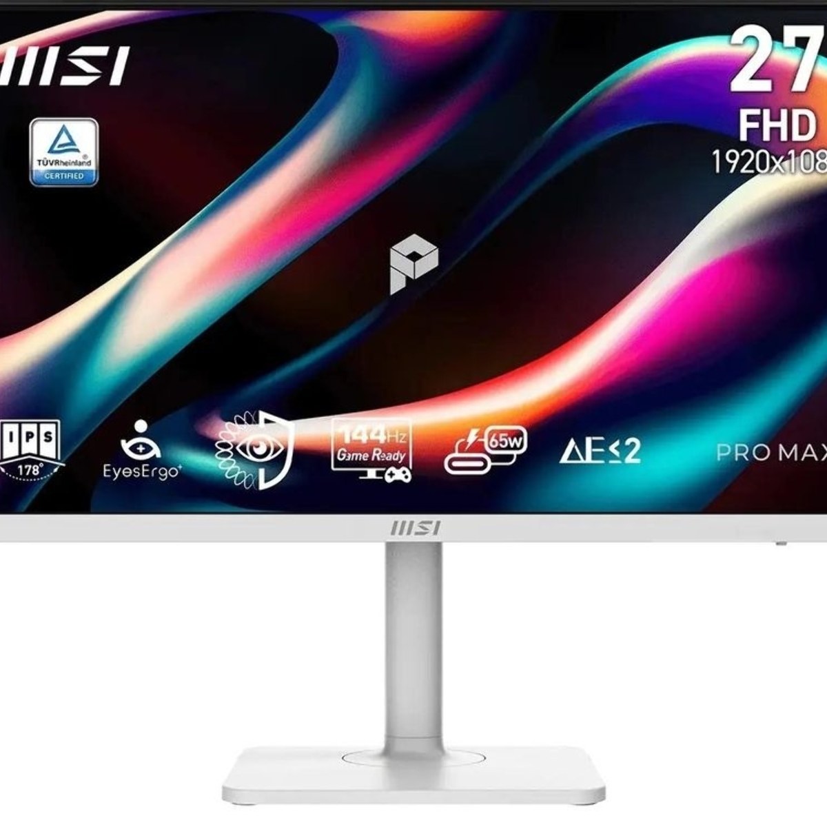 Монитор MSI 27" Pro MAX 271PHW E14 белый IPS LED 1ms 16:9 HDMI M/M матовая HAS Piv 1500:1 300cd 178гр/178гр 1920x1080 144Hz DP FHD USB 5.85кг
