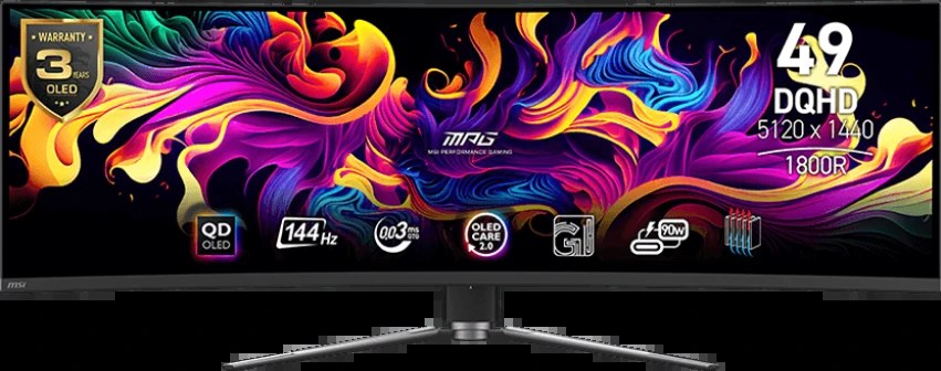 Монитор MSI 49" MPG 491CQP QD-OLED , 5120х1440, 0,03ms, 250cd, 144Hz, HDMI, DP, USB, USB-C, HAS