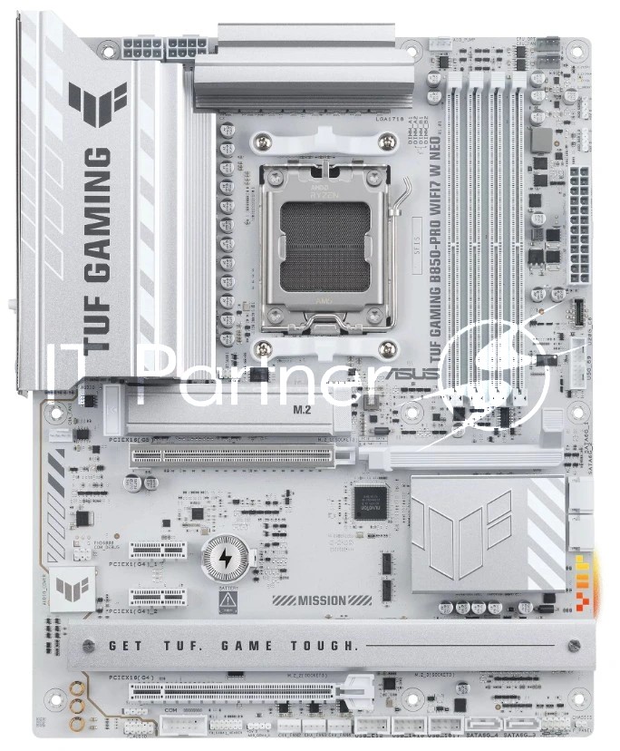 Материнская плата ASUS TUF GAMING B850-PRO WIFI7 W NEO, AM5, AMD B850, 4xDDR5, 4xSATA, 1xPCIe 5.0 x16, 2xPCIe 4.0 x1, 1xPCIe 4.0 x16, 1xHDMI, 1xDisplayPort, 1x 2.5Gb LAN, 2xUSB 10Gbps Type-A, 2xUSB 10Gbps Type-C, 4xUSB 5Gbps Type-A, 2xUSB 2.0 Type-A, 3x3.5 мм, 7.1, ATX