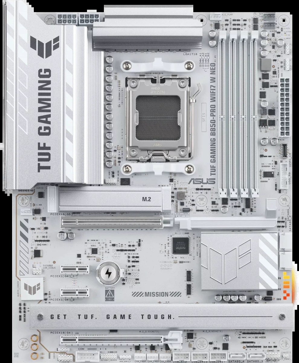 Материнская плата ASUS TUF GAMING B850-PRO WIFI7 W NEO AM5 ATX 4xDDR5 2хPCIEx16 2xPCIEx1 3xM.2 2xUSB-C DP HDMI 2.5GLAN Wi-Fi 7