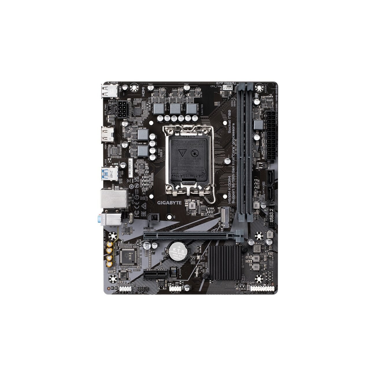 Материнская плата Gigabyte H610M D3W DDR4 H610, LGA1700, 2*DDR4, 1*PCIEx16, 1*PCIEx1, 2*M.2, 1*TypeC, 3*USB3.2Gen1, 6*USB2.0, 4*SATA3.0, 1G, DP, HDMI, M-ATX, RTL