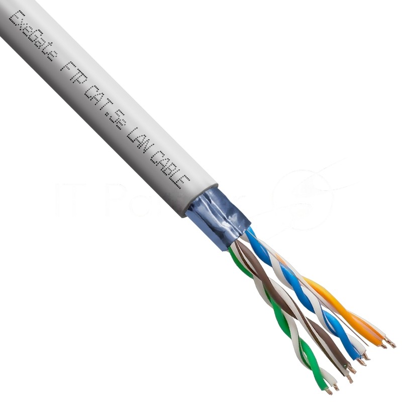 Кабель ExeGate FUTP4-C5e-CCA-S24-IN-PVC-GY-305 FTP 4 пары кат.5e CCA, 0.52мм (24AWG), экран, 305м, серый, PVC