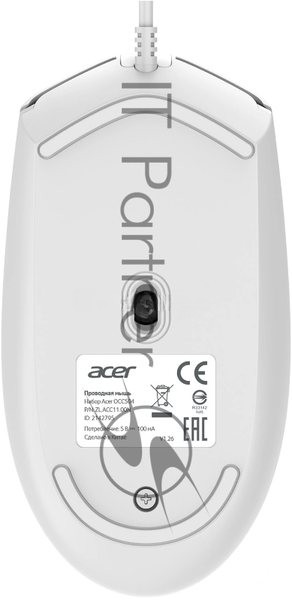 Клавиатура + мышь Acer OCC504 клав:белый мышь:белый USB Multimedia (ZL.ACC11.00N)