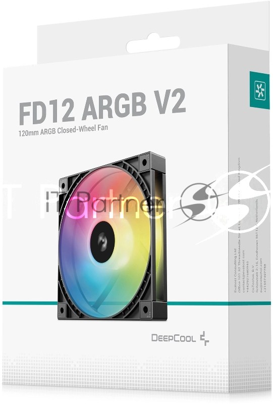 Вентилятор для корпуса Deepcool FD12 V2 ARGB 120х120x25 черный 4-pin 26.57дБ (R-FD12ARGBV2-BKAPN1-G) Ret